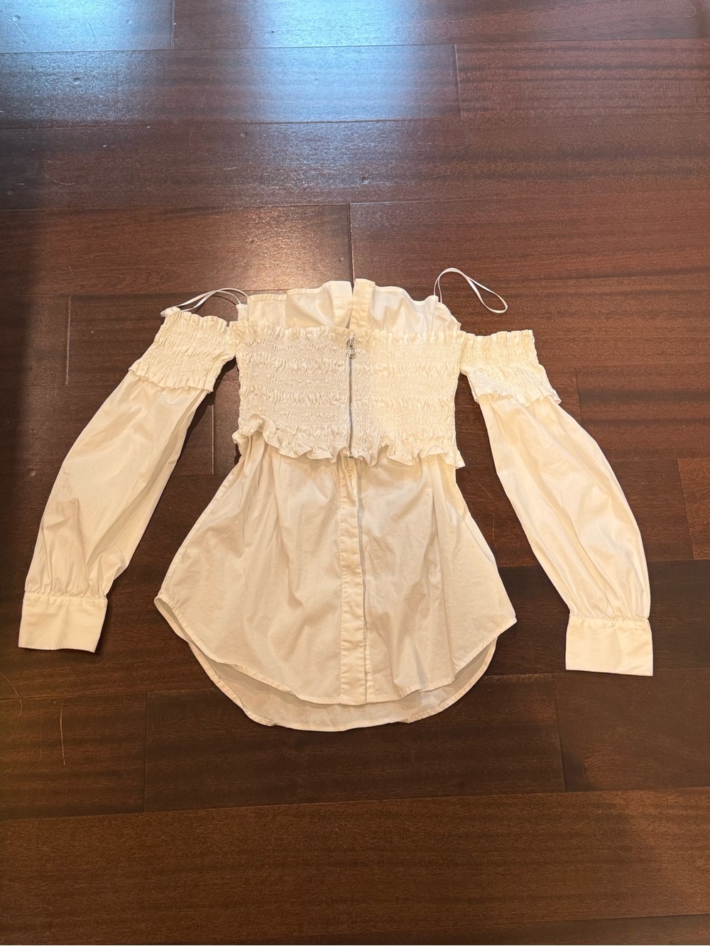 Trouvé Off-Shoulder Smocked White Women's Top
